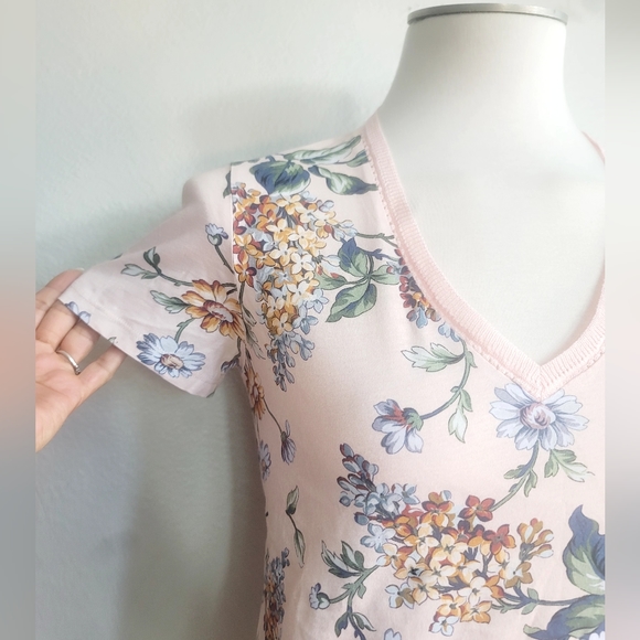 GERARD DAREL VALORA FLORAL-PRINT KNITTED V-NECK SHORT SLEEVE WOMEN'S SIZE MEDIUM - Picture 6 of 16